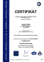 Certifikát ISO 9001 CZ
